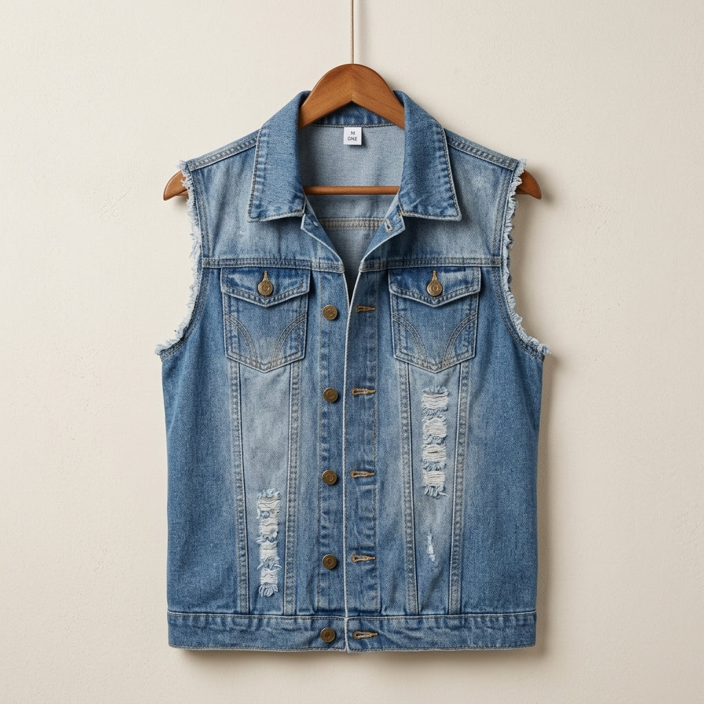 Bristol Distressed Denim Vest