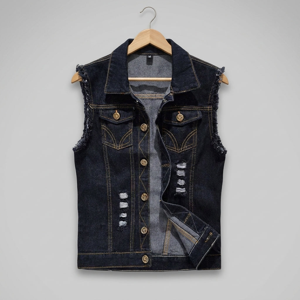 Bristol Distressed Denim Vest